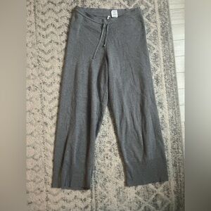 Gray Knit Cotton Blend Lounge Pants